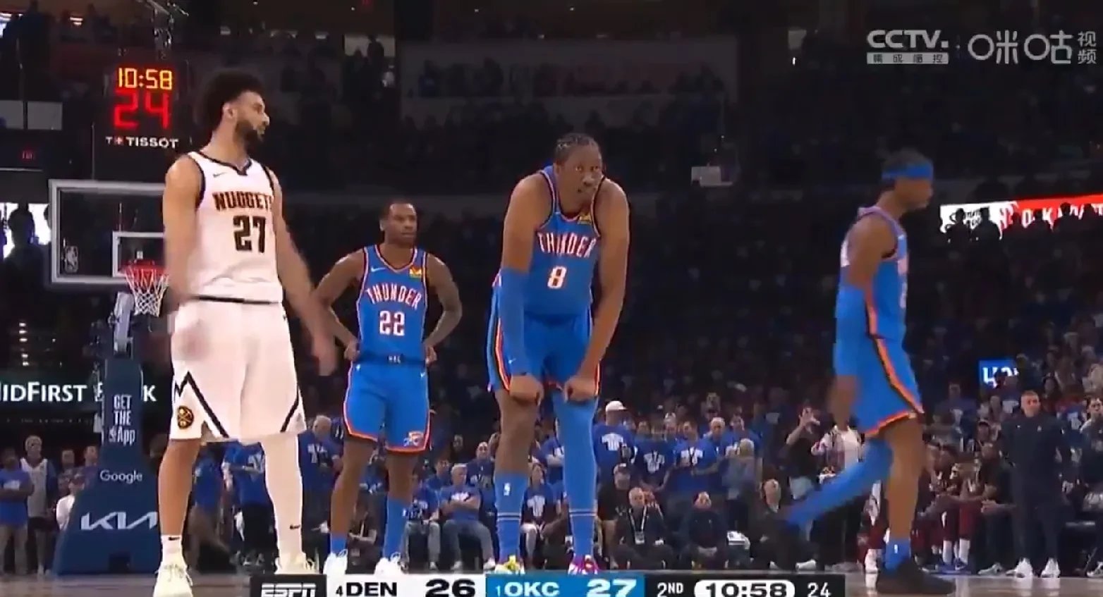 雷霆绝地反击掘金，阿德巴约送出助攻